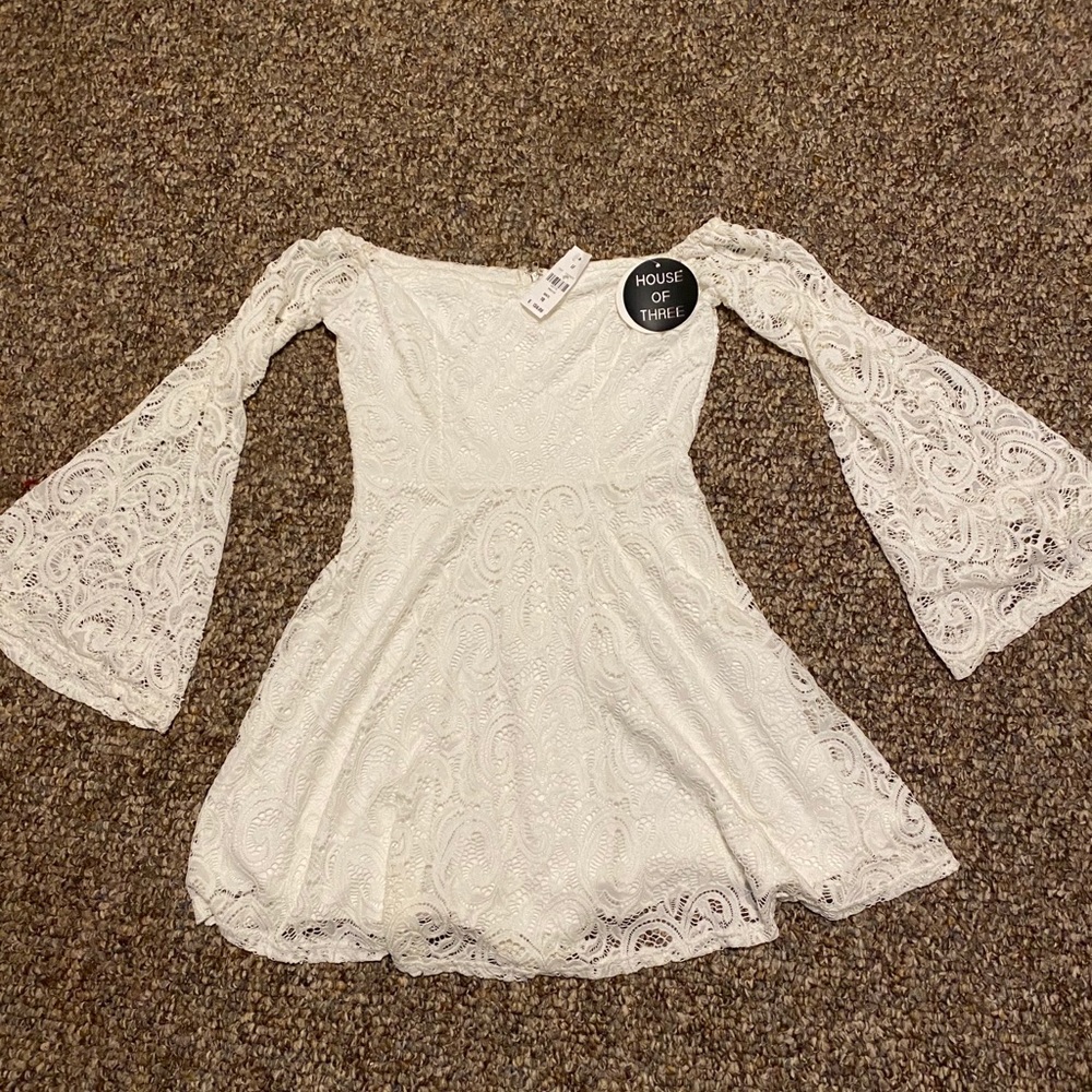 LF House of Three - White Bellsleeve Dress